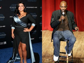 Gina Carano, left, and Dave Chappelle