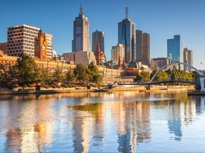 The Melbourne skyline looking across the Yarra River.