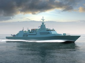 An artist's rendering of the Type 26 Global Combat Ship, Lockheed Martin's proposed design for Canada's fleet of new warships. The Parliamentary Budget Officer is predicting the cost of the new 15-ship fleet is going to hit $77 billion.