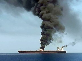 On June 13, 2019, a previous attack on a ship in the Gulf of Oman was broadcast on Iranian state TV IRIB, showing smoke billowing from a tanker said to have been attacked off the coast of Oman, at un undisclosed location.