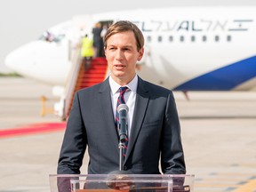 U.S. President's senior adviser Jared Kushner speaks at Abu Dhabi International Airport, in Abu Dhabi, United Arab Emirates August 31, 2020.