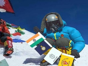 Alleged fake summit photo of Narender Yadav.