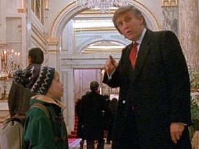 Donald Trump with Macaulay Culkin in a scene from Home Alone 2.