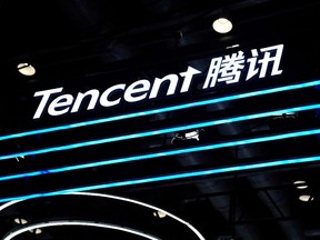 The Tencent logo is seen at its booth at the 2020 China International Fair for Trade in Services (CIFTIS) in Beijing, China September 4, 2020.