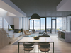Two-storey luxury penthouses feature engineered hardwood flooring, lighting pendants over kitchen islands and built-in appliances.