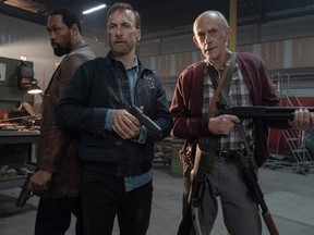 Mayhem men: From left, RZA, Bob Odenkirk and Christopher Lloyd in Nobody.