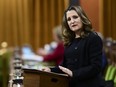 Minister of Finance Chrystia Freeland delivers the 2020 fiscal update in the House of Commons on Parliament Hill in Ottawa on November 30, 2020.