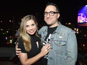 Danielle Fishel and executive producer Jensen Karp at TBS' Drop the Mic and The Joker's Wild Premiere Party at Dream Hotel on October 11, 2017, in Hollywood, California.