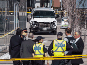 Alek Minassian, 28, pleaded not guilty to 10 counts of first-degree murder and 16 counts of attempted murder by driving into pedestrians using the van seen above.