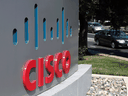 A sign outside Cisco Systems headquarters in San Jose, California.