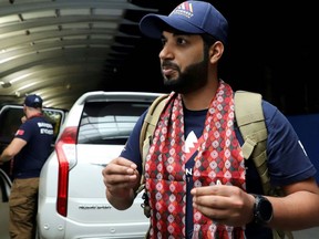 Sheikh Mohamed Hamad Mohamed Al Khalifa, arriving at the Kathmandu airport, plans to climb Mount Everest with his team.