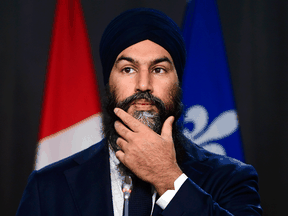 NDP leader Jagmeet Singh holds a press conference on Parliament Hill in a file photo from Oct. 29, 2020. The New Democrats are holding a virtual policy convention April 9 - 11.