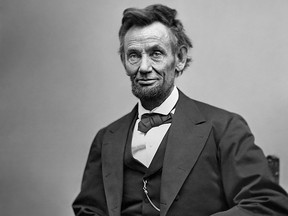 A photograph of U.S. president Abraham Lincoln, taken on Feb. 5, 1865, by Alexander Gardner in Washington, D.C.