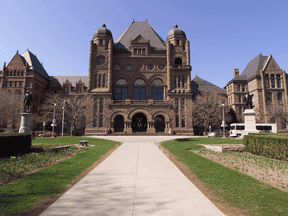The Ontario legislature building at Queen's Park in Toronto.