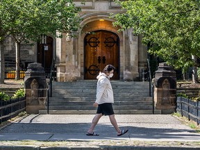 The front entrance of Trinity College at the University of Toronto is seen in a file photo from July 15, 2020.