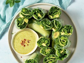 All-green fresh rolls with green curry dipping sauce from Hot for Food All Day