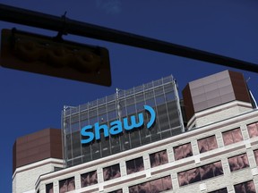 The Shaw Communications logo is seen at their office in Calgary.
