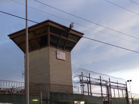 In this file photo taken on October 16, 2018, the main gate of the Guantanamo prison can be seen at the US Naval Base Guantanamo, Cuba.