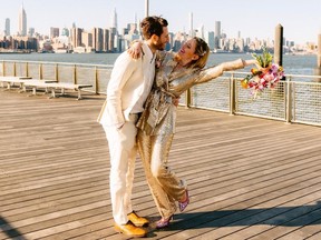 Jen Glantz and Adam Kossoff got married on March 19 outside the Irving Farm coffee shop near Manhattan's Gramercy Park, where they had their first date five years ago.