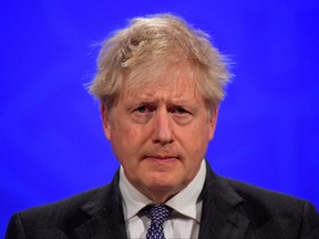 Britain's Prime Minister Boris Johnson: " The reduction in hospitalizations, deaths and infections has not been achieved by the vaccination program."