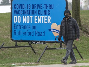 A COVID-19 vaccination site at Canada’s Wonderland in Vaughan on April 12, 2021.