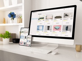 online shop website on home office setup