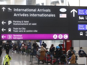 The international arrivals lounge is seen at Pearson International Airport's Terminal One in Toronto in a file photo from Feb. 22, 2021.