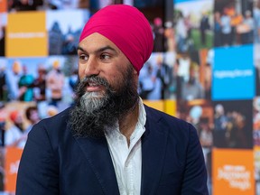 Federal NDP Leader Jagmeet Singh is seen on April 11, 2021, during the party's virtual policy convention.