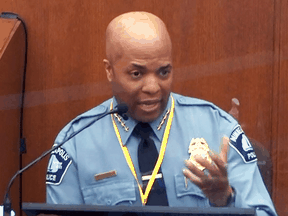 Minneapolis Police Chief Medaria Arradondo testifies during the trial of former police officer Derek Chauvin charged in the death of George Floyd in Minneapolis, Minnesota, on March 29, 2021.