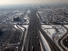 An aerial view of Highway 401.