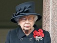 Queen Elizabeth II attends the Remembrance Sunday ceremony on November 08, 2020, at the Cenotaph on Whitehall in central London.