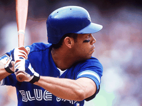 Roberto Alomar at bat for the Toronto Blue Jays in 1994.