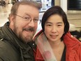 Timothy Sauvé, 61, of Mississauga, and his partner, Julie Garcia, celebrate Valentines Day before he received a life-saving double lung transplant in February that replaced his lungs, destroyed by COVID-19.