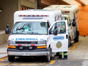 A file photo of an ambulance parked at Mount Sinai Hospital.