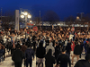 Hundreds of people gather to take part in an anti-curfew protest in Montreal on Sunday April 11, 2021.