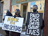 Protesters in Ontario call for paid sick leave earlier this year.