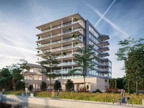 Units at 55 Port in Port Credit have private lake-facing terraces. Residents will also have access to communal outdoor space near the water’s edge.