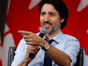 Justin Trudeau talks virtually to seniors in Ottawa, Ontario, Canada, May 3, 2021.