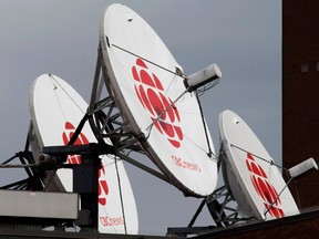 Satellite dishes sits on the roof of one of the CBC studios in Halifax on Wednesday April 4, 2012.