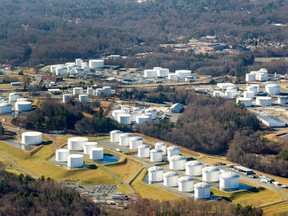 Holding tanks are seen at Colonial Pipeline's Charlotte Tank Farm in Charlotte, North Carolina, U.S. in an undated photograph.