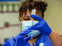 A nurse loads syringes with the Moderna COVID-19 vaccine in Bloomfield, Connecticut in February.