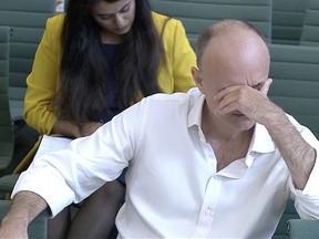 Dominic Cummings, former special advisor for Britain's Prime Minister Boris Johnson, faces questions from lawmakers over the government's COVID-19 response, in London,Britain, May 26, 2021, in this screen grab taken from video.