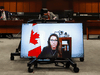 Katie Telford, Chief of Staff to Prime Minister Justin Trudeau, appears on a screen as she testifies at a House of Commons defence committee meeting on sexual misconduct in the Canadian Forces, in Ottawa, May 7, 2021.