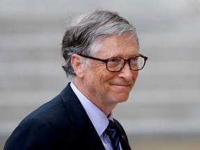 Bill Gates arrives at the Elysee Palace in Paris, France, April 16, 2018.