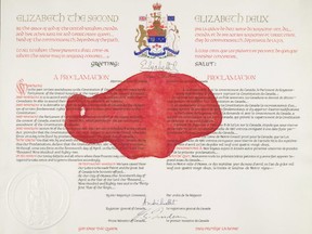 Canada's Constitution, which is literally a mess after a vandal hit it with red paint in 1983.