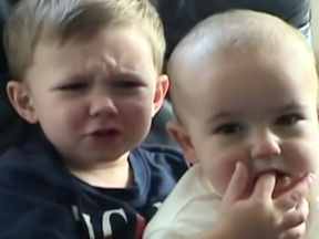 Harry, 3, and Charlie, 1, in a screen grab from their video.