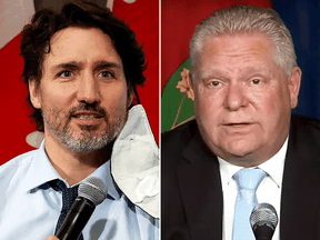 Prime Minister Justin Trudeau and Ontario Premier Doug Ford have different targets for mandatory public service vaccinations.