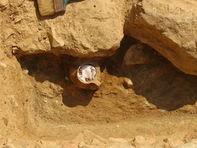 The jar discovered with chicken bones in the ancient Agora of Athens.