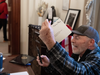 Richard Barnett, a supporter of former U.S. President Donald Trump sits inside the office of Speaker of the House Nancy Pelosi as he protests inside the U.S. Capitol in Washington, DC, January 6, 2021.