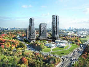 Tridel’s Auberge on the Park, at Leslie just north of Eglinton, will offer two-storey townhomes and a trio of high-rise towers overlooking Sunnybrook Park.